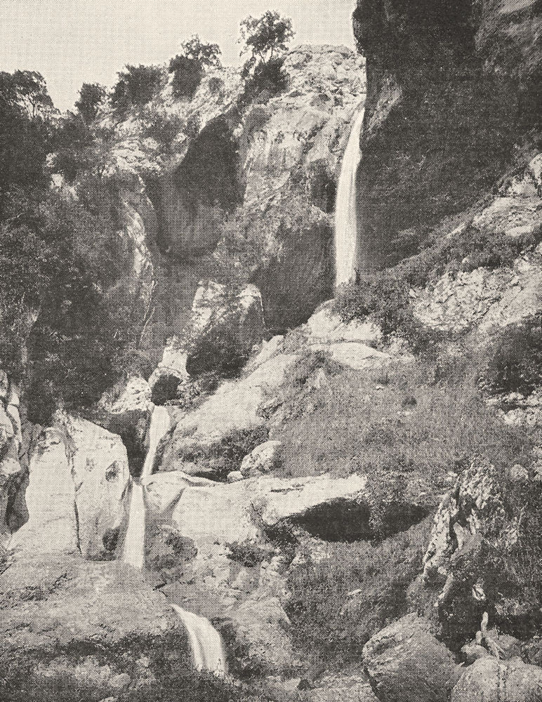 ALPES- MARITIMES. Cascade du Loup 1900 old antique vintage print picture